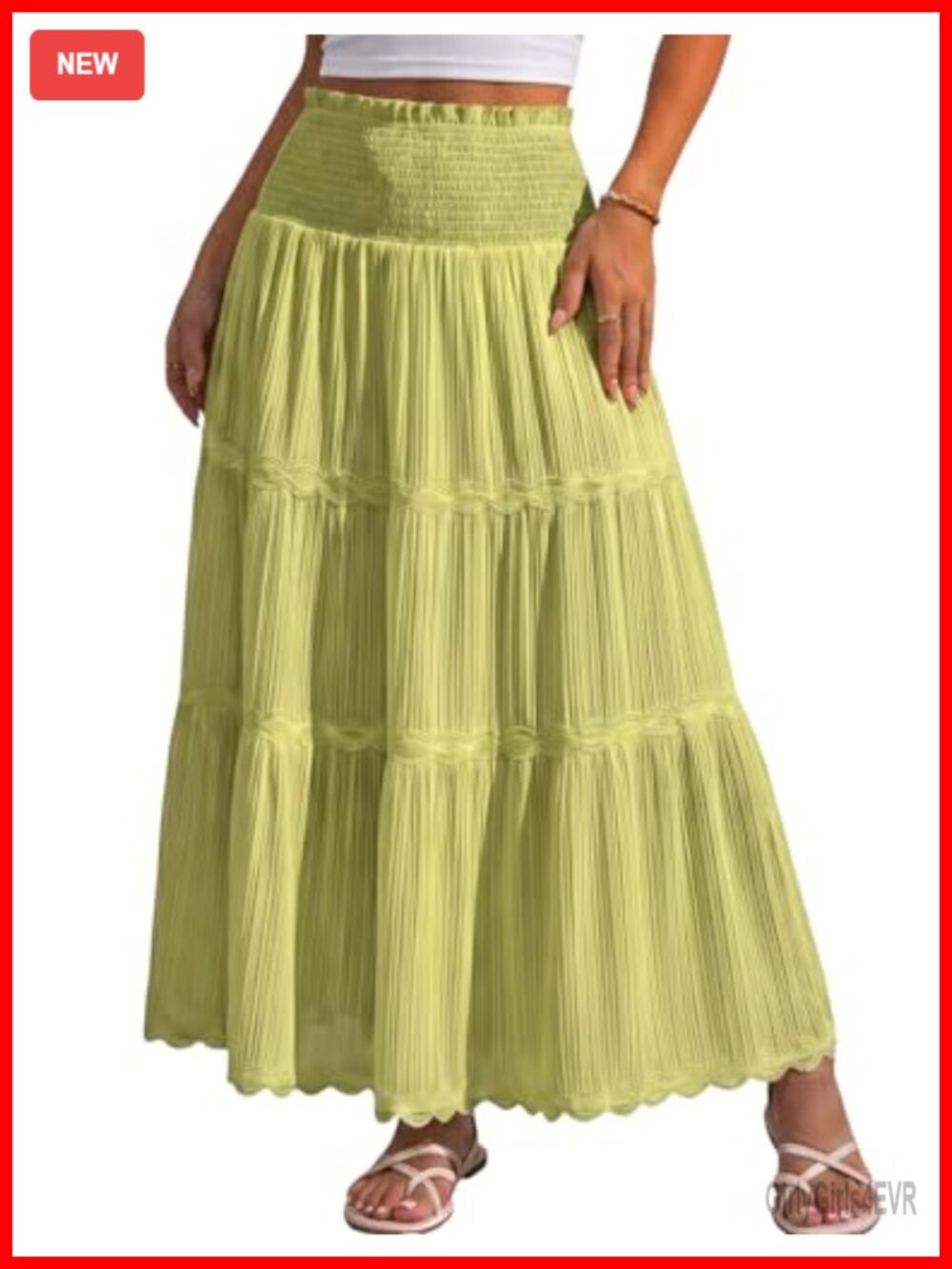 Boho Flowy Maxi Skirt High Waist Elastic ALine Long Skirt Lace Hem